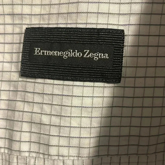 Ermenegildo Zegna regular white black stripe casual long sleeve dress shirt 17.5 - Picture 4 of 5